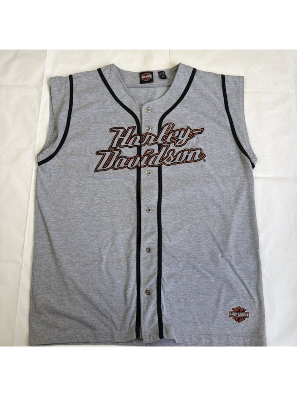 Harley-Davidson TX Button-Up Baseball Jersey Embroidered Logo Sleeveless XL